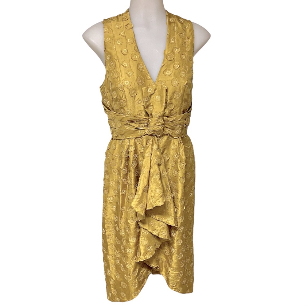 QUILLAREE Dress Anthropologie BHLDN Silk Lined Back Zip Tethered Dot She…